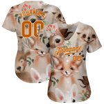 Custom Name & Number Personalized Foxes Baseball Jersey - White Texas Orange-Cream 3D Pattern Design Personalized White Texas