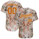 Custom Name & Number Personalized Foxes Baseball Jersey - White Texas Orange-Cream 3D Pattern Design Personalized White Texas