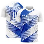 Custom Name & Number White Thunder Blue Line Soccer Jersey Uniform - Personalized Team Gear Personalized White Thunder Blue