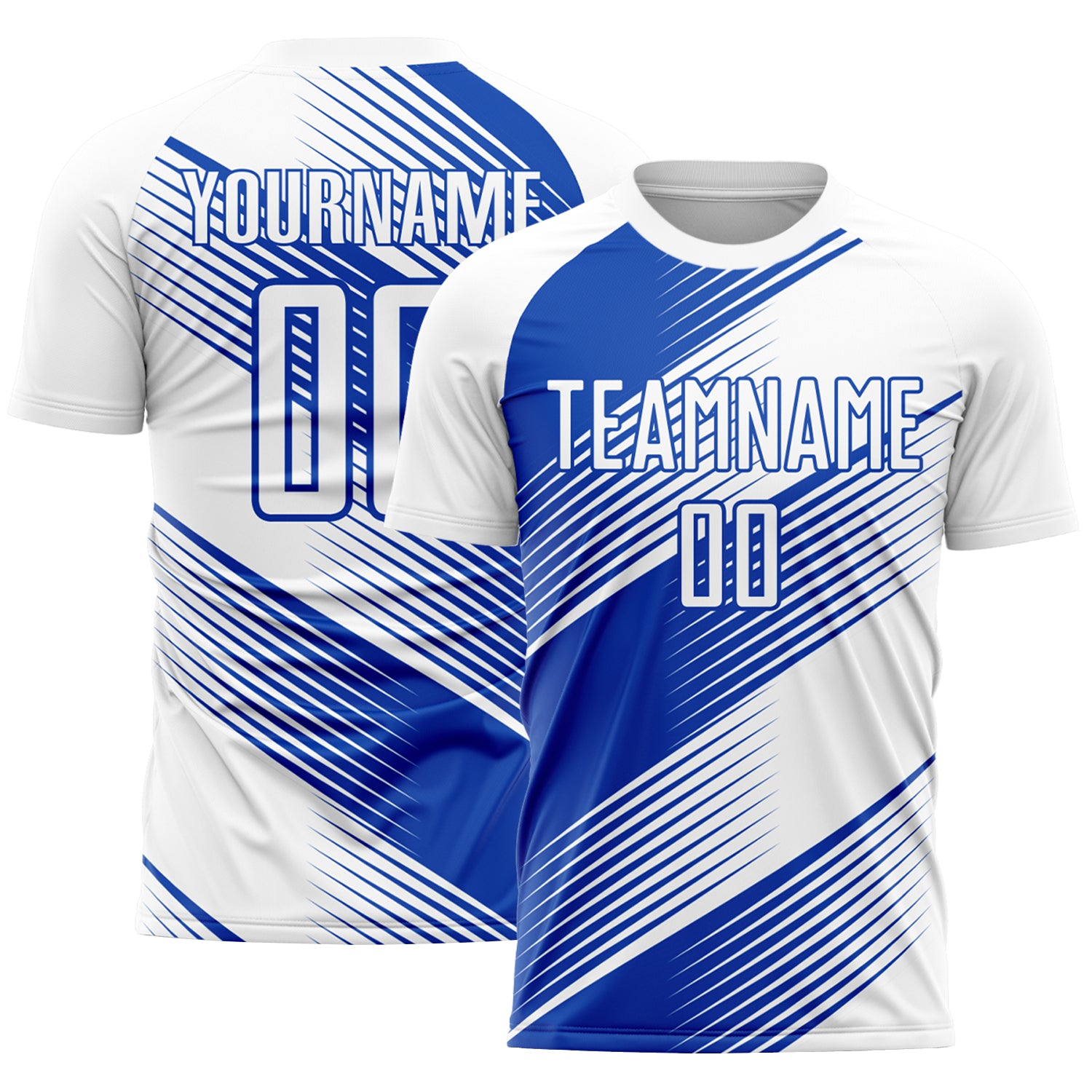 Custom Name & Number White Thunder Blue Line Soccer Jersey Uniform - Personalized Team Gear Personalized White Thunder Blue