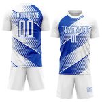 Custom Name & Number White Thunder Blue Line Soccer Jersey Uniform - Personalized Team Gear Personalized White Thunder Blue