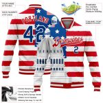 Personalized American Flag Bomber Jacket with 3D Congress Building Design, Custom Name & Number, Varsity Full-Snap Style