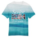 Custom USA Flag Graduation T-Shirt with Team Name and Number - Personalized 3D Design Performance Tee Personalized White