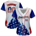 Personalized USA Flag Baseball Jersey Custom Name Number 3D Red-Black Authentic Fashion Team Apparel Personalized White USA