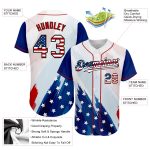Personalized USA Flag Baseball Jersey Custom Name Number 3D Red-Black Authentic Fashion Team Apparel Personalized White USA