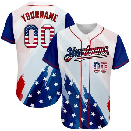 Personalized USA Flag Baseball Jersey Custom Name Number 3D Red-Black Authentic Fashion Team Apparel Personalized White USA