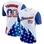 Personalized USA Flag T-Shirt with Custom Name & Number, 3D Royal Red-Black Design, American Flag Fashion Performance Tee