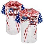 Personalized USA Flag Baseball Jersey with Custom Name & Number - 3D Royal Red-Black Design Personalized White USA Flag Royal