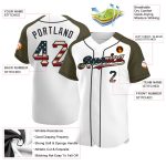 Personalized Vintage USA Flag Baseball Jersey - Black Raglan Sleeves Personalized White Vintage USA Flag-Black Authentic