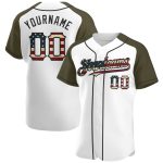 Personalized Vintage USA Flag Baseball Jersey - Black Raglan Sleeves Personalized White Vintage USA Flag-Black Authentic