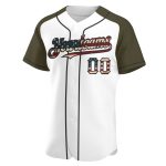 Personalized Vintage USA Flag Baseball Jersey - Black Raglan Sleeves Personalized White Vintage USA Flag-Black Authentic