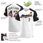 Personalized Vintage USA Flag Baseball Jersey with Custom Name & Number - Black Raglan Sleeves Personalized White Vintage
