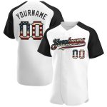 Personalized Vintage USA Flag Baseball Jersey with Custom Name & Number - Black Raglan Sleeves Personalized White Vintage