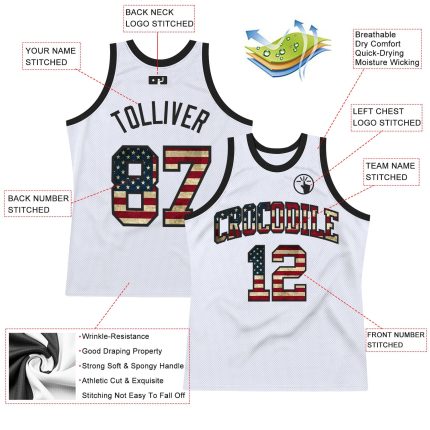 Personalized USA Vintage Black Basketball Jersey with Custom Name & Number - Authentic Throwback Style Personalized White