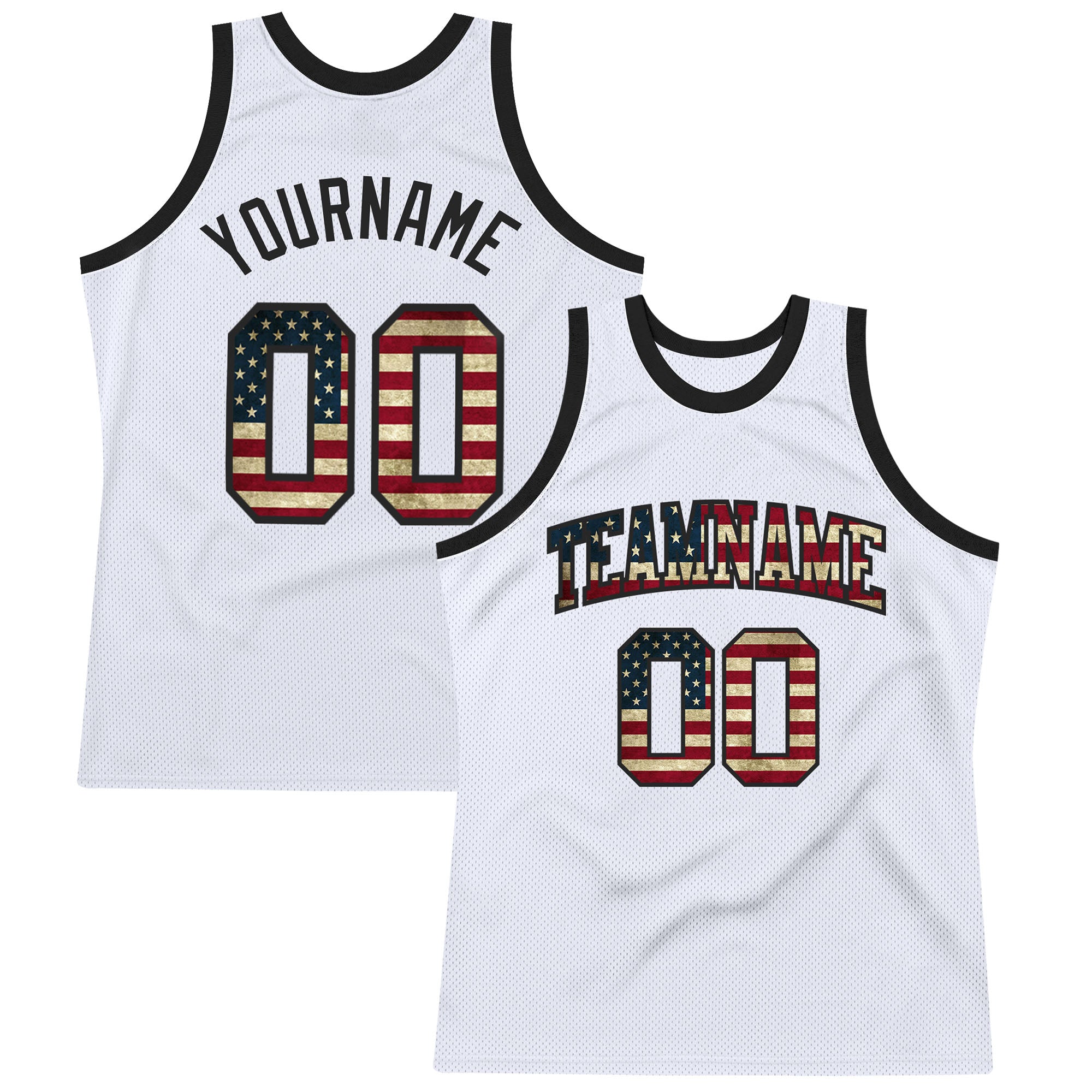 Personalized USA Vintage Black Basketball Jersey with Custom Name & Number - Authentic Throwback Style Personalized White