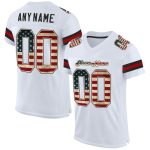 Customizable Vintage USA Flag Football Jersey with Black Mesh - Personalized Name and Number Personalized White Vintage USA