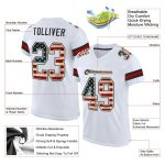 Customizable Vintage USA Flag Football Jersey with Black Mesh - Personalized Name and Number Personalized White Vintage USA