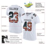 Personalized Vintage USA Flag Black Mesh Football Jersey Authentic Design Personalized White Vintage USA Flag-Black Mesh