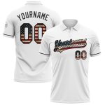 Custom Vintage USA Flag Golf Polo Shirt for Men - Personalized Black Performance Vapor with Team Name and Number Personalized