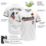 Custom Name and Number Vintage USA Flag Softball Jersey - Unisex Black Two-Button Design Personalized White Vintage USA Flag-Black