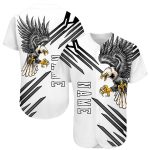 Personalized 3D Eagle Baseball Jersey with Custom Name and Number - White and Black Authentic Team Gear Personalized White