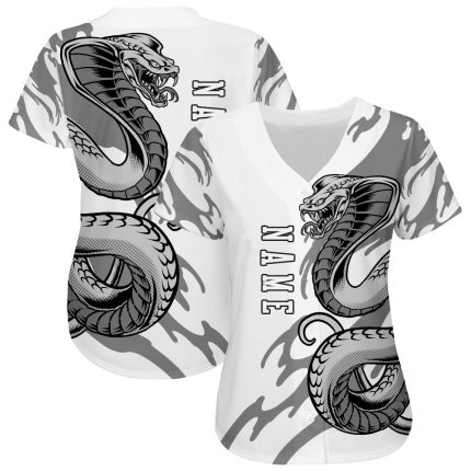 Custom Name and Number 3D Snake Baseball Jersey - Personalized White and Black Team Jersey Personalized White White-Black