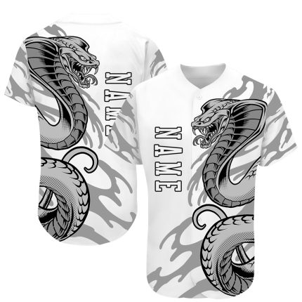 Custom Name and Number 3D Snake Baseball Jersey - Personalized White and Black Team Jersey Personalized White White-Black