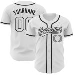 Personalized Authentic Baseball Jersey in White and Black for Men, Custom Team Style Personalized White White-Black Authentic