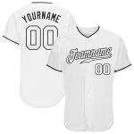 Custom Name and Number Personalized Baseball Jersey - Authentic White and Black Team Jersey Personalized White White-Black