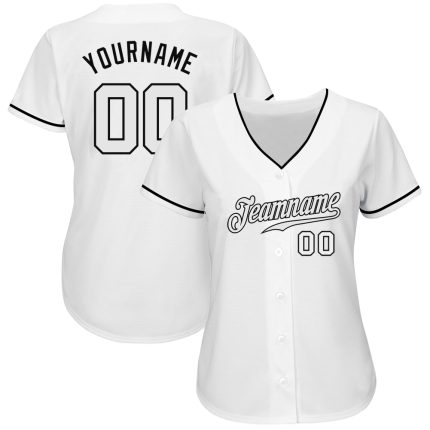 Custom Name and Number Personalized Baseball Jersey - Authentic White and Black Team Jersey Personalized White White-Black