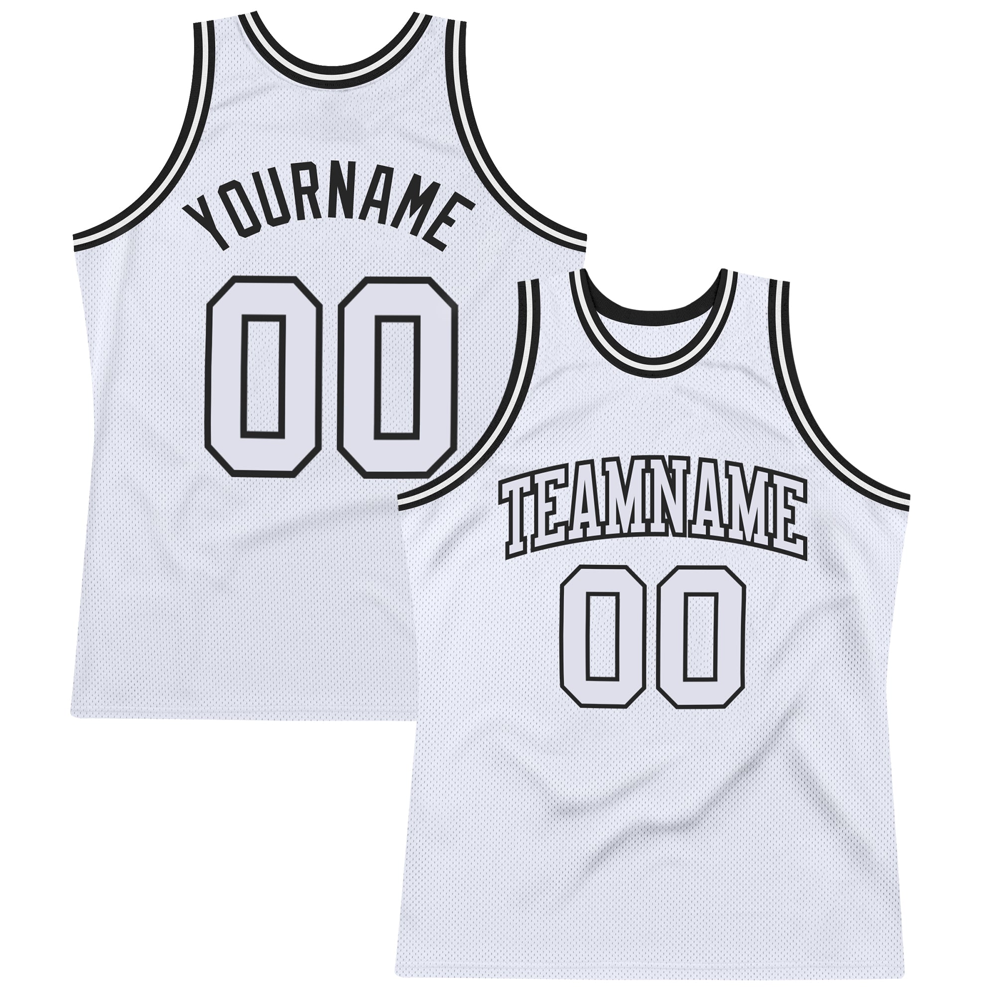 Personalized Authentic Throwback Basketball Jersey - White and Black Design Personalized White White-Black Authentic Throwback