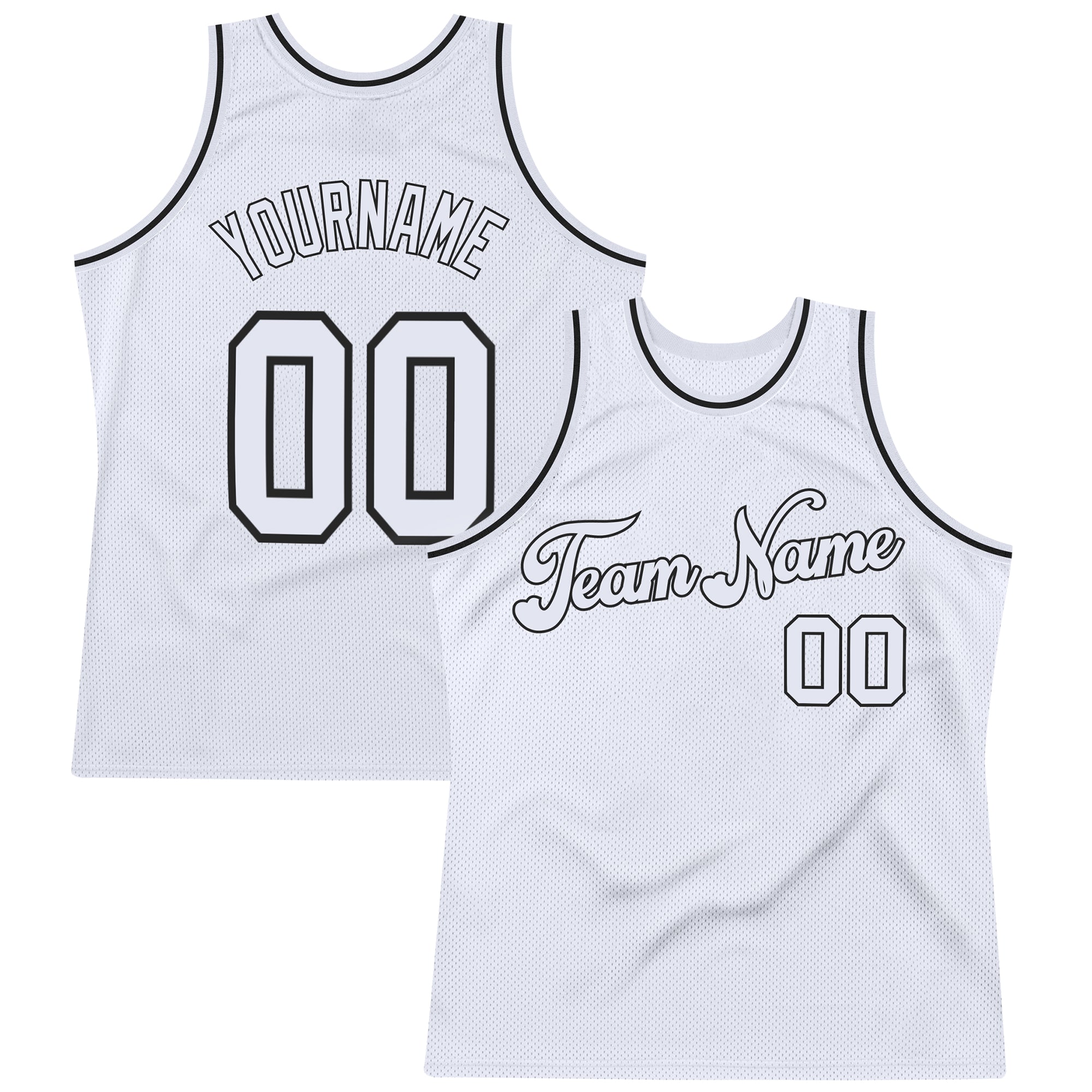 Custom Name Number Authentic Throwback Basketball Jersey - Personalized White Black Team Jersey Personalized White White-Black
