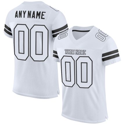Custom Name and Number Authentic Football Jersey - Personalized White-Black Mesh Team Jersey Personalized White White-Black