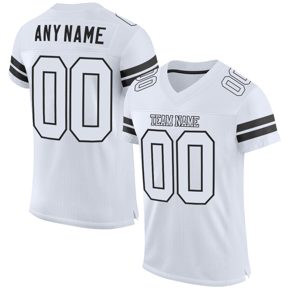 Custom Name and Number Authentic Football Jersey - Personalized White-Black Mesh Team Jersey Personalized White White-Black