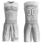 Custom Name Number Basketball Jersey Suit - Personalized Sublimation Round Neck White Black Team Personalized White White-Black