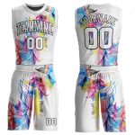 Personalized Basketball Jersey Suit - White and Black Round Neck Sublimation Design Personalized White White-Black Round