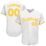 Custom White and Gold Baseball Jersey with Personalized Name and Number - Authentic Team Apparel Personalized White White-Gold