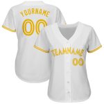 Custom White and Gold Baseball Jersey with Personalized Name and Number - Authentic Team Apparel Personalized White White-Gold