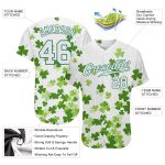 Custom St. Patricks Day Baseball Jersey - Personalized 3D White Kelly Green Design with Name & Number Personalized White