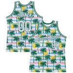 Personalized 3D Pattern Hawaii Palm Trees Basketball Jersey - White Kelly Green Personalized White White-Kelly Green 3D Pattern