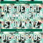 Custom Name and Number Hawaii Palm Trees 3D Pattern Varsity Bomber Full-Snap Jacket - Personalized White & Kelly Green Design