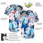Customizable 3D Flower Pattern Baseball Jersey | Personalized White and Light Blue Team Jersey with Name and Number Personalized