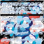 Customizable 3D Flower Pattern Baseball Jersey | Personalized White and Light Blue Team Jersey with Name and Number Personalized