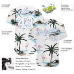 Personalized 3D Hawaii Palm Trees Baseball Jersey with Custom Name and Number - White Light Blue Design Personalized White