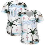 Personalized 3D Hawaii Palm Trees Baseball Jersey with Custom Name and Number - White Light Blue Design Personalized White