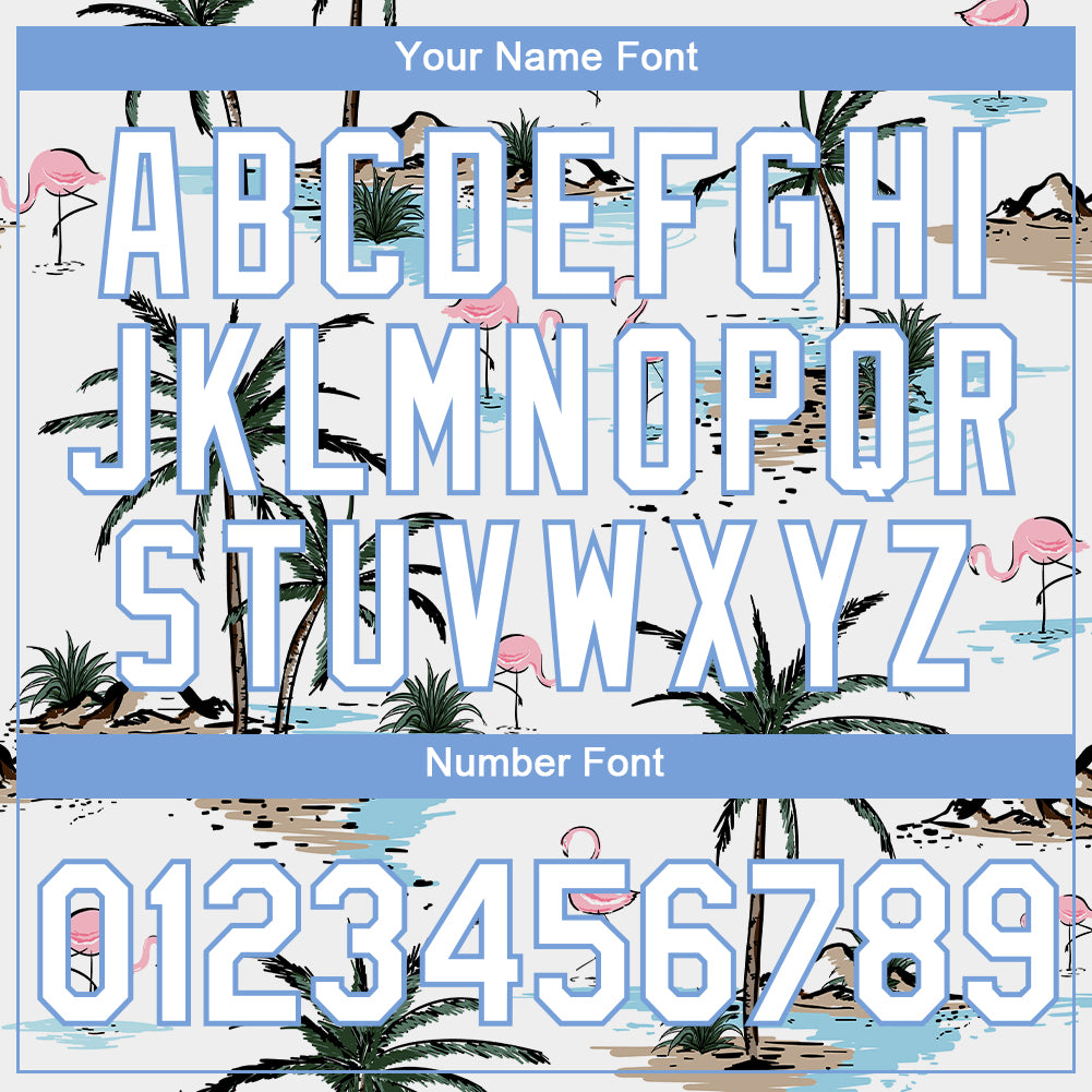 Personalized White White-Light Blue 3D Pattern Design Hawaii Palm Trees Performance T-Shirt Team Custom Name and Number Custom Name and Number 3D Hawaii Palm Trees Performance T-Shirt - Personalized Light Blue Design Personalized White White-Light - Image 4