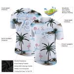Custom Name and Number 3D Hawaii Palm Trees Performance T-Shirt - Personalized Light Blue Design Personalized White White-Light