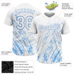 Custom Softball Jersey with Personalized Name and Number, White-Light Blue 3D Pattern, Unisex, Two-Button Style Personalized