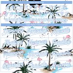 Customizable 3D Hawaii Palm Trees Flamingo Bomber Jacket with Team Name & Number - White Light Blue Varsity Full-Snap Design