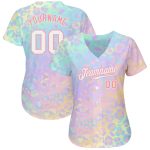 Personalized Leopard Print Baseball Jersey | Custom Name & Number | White Medium Pink 3D Pattern Design Personalized White